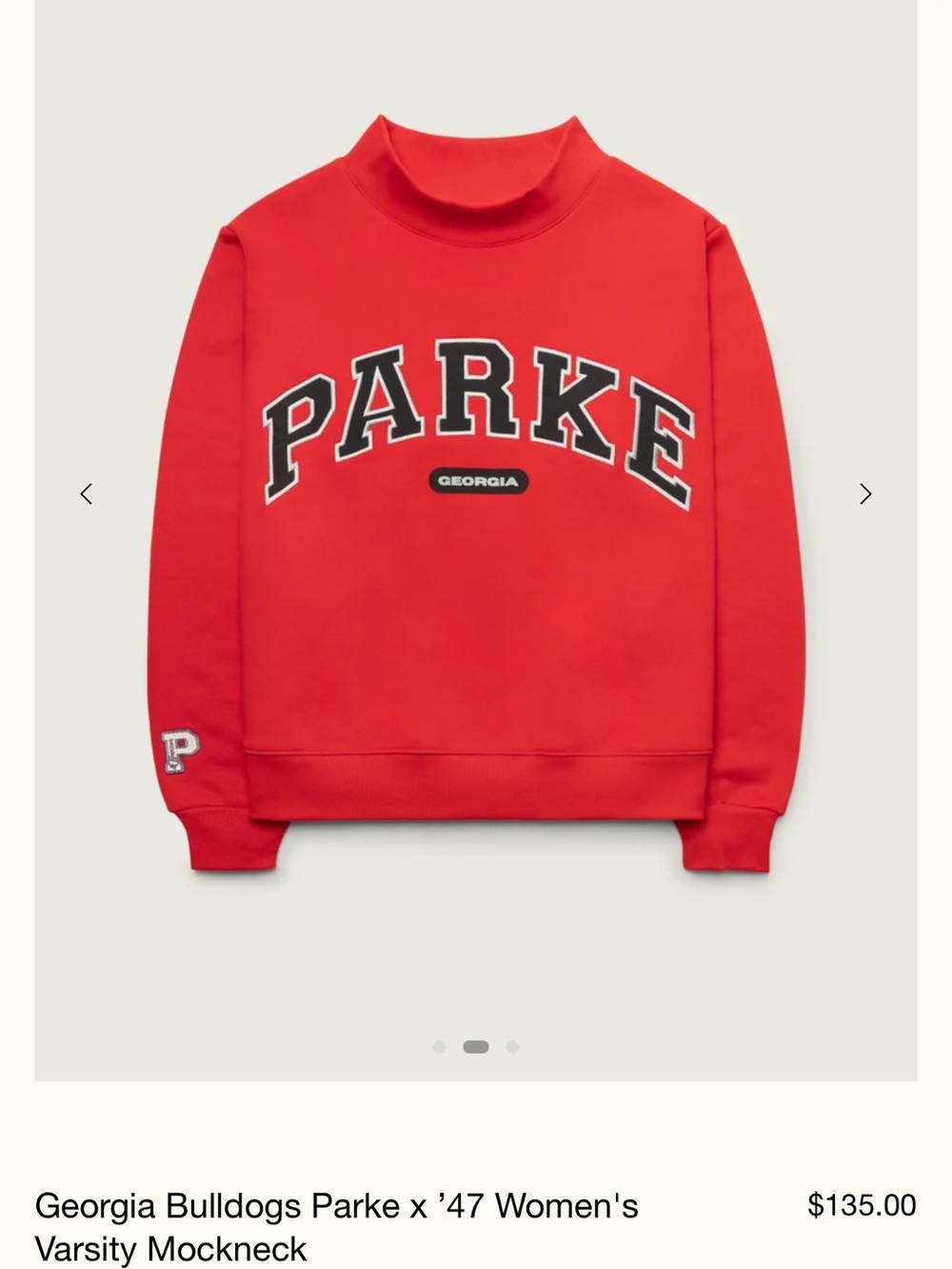 Parke Georgia Red Varsity Mockneck Sweatshirt